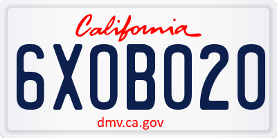 CA license plate 6XOB020