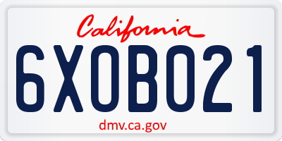 CA license plate 6XOB021