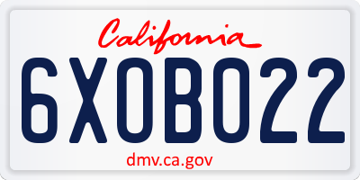 CA license plate 6XOB022
