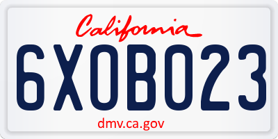 CA license plate 6XOB023