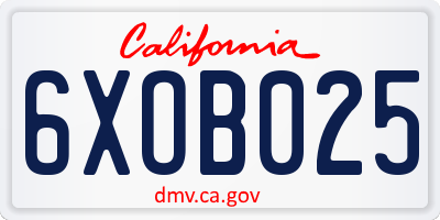 CA license plate 6XOB025