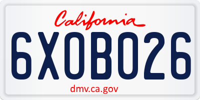 CA license plate 6XOB026