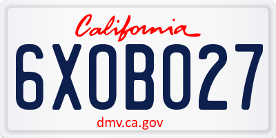 CA license plate 6XOB027