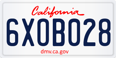 CA license plate 6XOB028