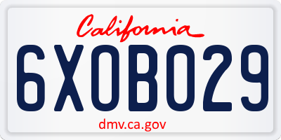 CA license plate 6XOB029