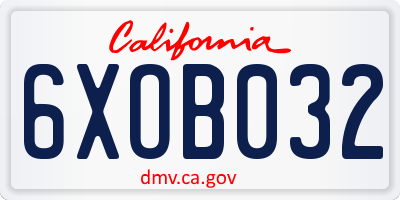 CA license plate 6XOB032