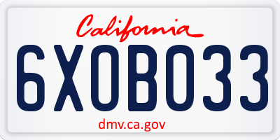 CA license plate 6XOB033