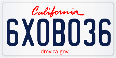 CA license plate 6XOB036