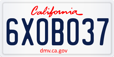CA license plate 6XOB037