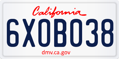 CA license plate 6XOB038