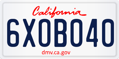 CA license plate 6XOB040