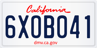 CA license plate 6XOB041