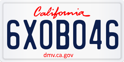 CA license plate 6XOB046