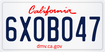 CA license plate 6XOB047