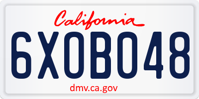 CA license plate 6XOB048