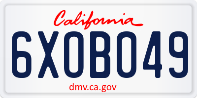 CA license plate 6XOB049