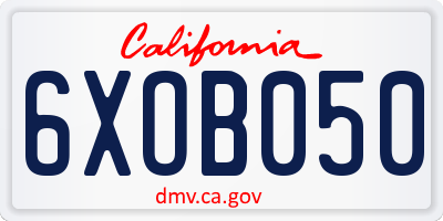 CA license plate 6XOB050