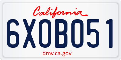 CA license plate 6XOB051