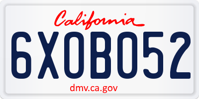 CA license plate 6XOB052