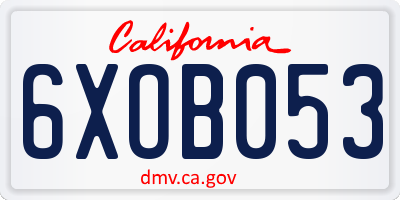 CA license plate 6XOB053