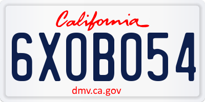 CA license plate 6XOB054