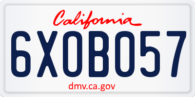 CA license plate 6XOB057