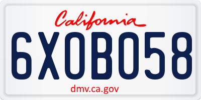 CA license plate 6XOB058