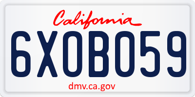 CA license plate 6XOB059