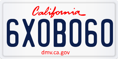 CA license plate 6XOB060