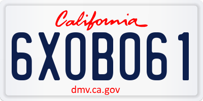 CA license plate 6XOB061
