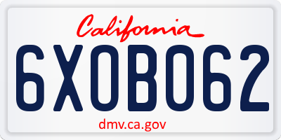 CA license plate 6XOB062