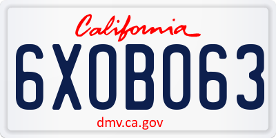 CA license plate 6XOB063