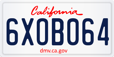 CA license plate 6XOB064