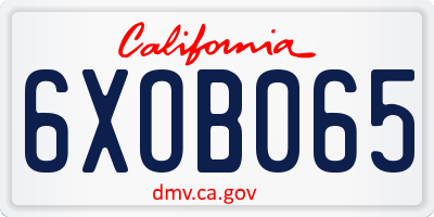 CA license plate 6XOB065