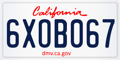 CA license plate 6XOB067