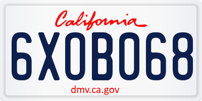 CA license plate 6XOB068