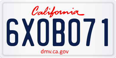 CA license plate 6XOB071