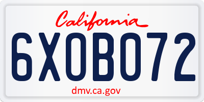 CA license plate 6XOB072