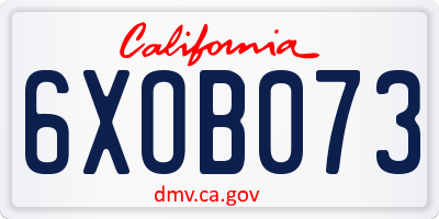 CA license plate 6XOB073