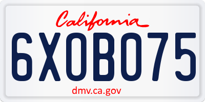 CA license plate 6XOB075