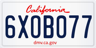 CA license plate 6XOB077