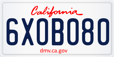 CA license plate 6XOB080