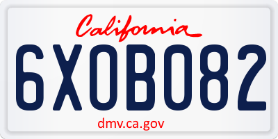 CA license plate 6XOB082