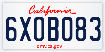 CA license plate 6XOB083