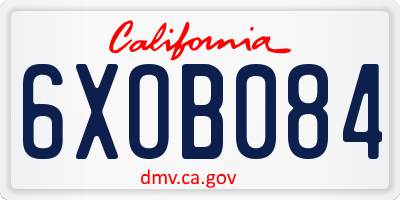 CA license plate 6XOB084