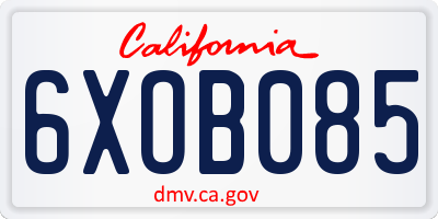 CA license plate 6XOB085