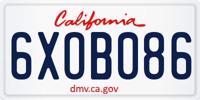 CA license plate 6XOB086