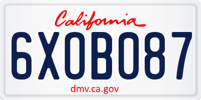 CA license plate 6XOB087