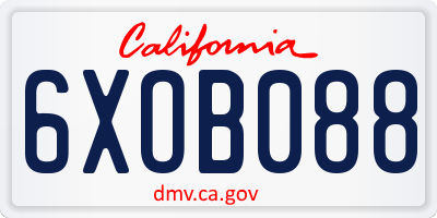 CA license plate 6XOB088