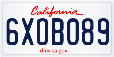 CA license plate 6XOB089